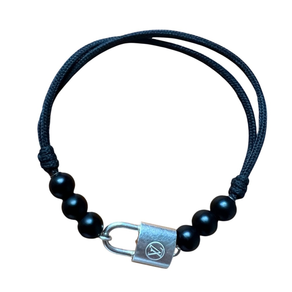 Louis Vuitton Black Beaded Bracelet with Silver Lock - Picture 3 of 6